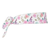 ピンクの花水色シームレス タイヘッドバンド (回転270)