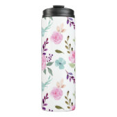 ピンクの花水色シームレス タンブラー (正面)