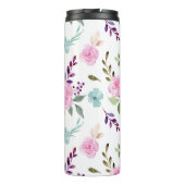 ピンクの花水色シームレス タンブラー (裏面)