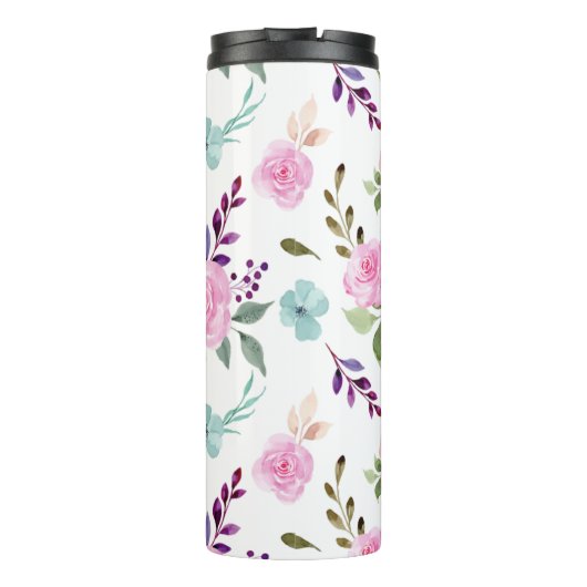 ピンクの花水色シームレス タンブラー (裏面)