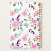 ピンクの花水色シームレス プランナー手帳 (裏面)