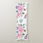 ピンクの花水色シームレス ボディピロー (正面縦)
