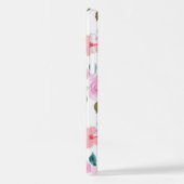 ピンクの花水色シームレス iPhoneケース (左側面)