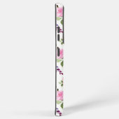 ピンクの花水色シームレス SAMSUNG GALAXYケース (右側面)