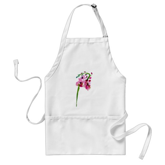 ピンクの花水色バーバカム赤面 スタンダードエプロン (正面)