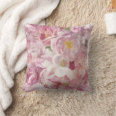 ピンクの花油絵：繊細 クッション (ブランケット)