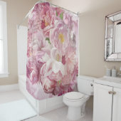 ピンクの花油絵：繊細 シャワーカーテン (インサイチュ)