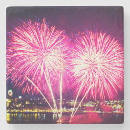 ピンクの花火 ストーンコースター