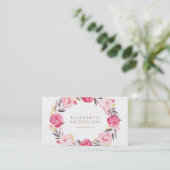 ピンクの花牡丹ビジネスカード 名刺 (スタンド正面)