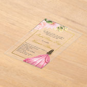 ピンクの花王の招スペインの待 アクリル招待状 (レイダウン)