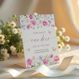 ピンクの花瓶の中にキャンディーの数 台座サイン