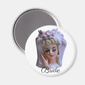 ピンクの花瓶の花嫁の人形マニキュア結婚式の日 マグネット (正面/裏面)