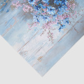 ピンクの花瓶の青い花みすぼらしいデコページ 薄葉紙 (詳細)