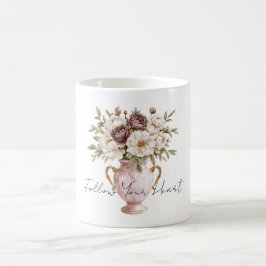 ピンクの花瓶チョコレートクリームの花 コーヒーマグカップ