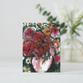 「ピンクの花瓶」フラワーポストカード ポストカード (スタンド正面)