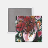 「ピンクの花瓶」フローラ磁石 マグネット (正面/裏面)
