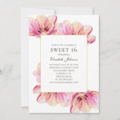 ピンクの花甘い16.春フローラ16歳 招待状 (正面)
