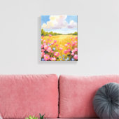 ピンクの花畑の風景画 キャンバスプリント (インサイチュ (リビング))
