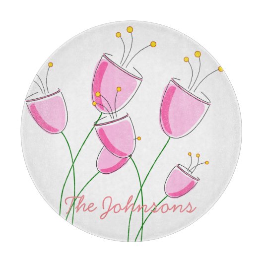 ピンクの花畑 カッティングボード (正面)