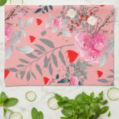 ピンクの花畑 キッチンタオル (折り畳み)