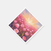 ピンクの花畑 水彩花 スタンダードカクテルナプキン (角)