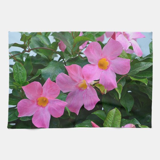 ピンクの花皿タオル キッチンタオル (横)