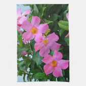 ピンクの花皿タオル キッチンタオル (縦)