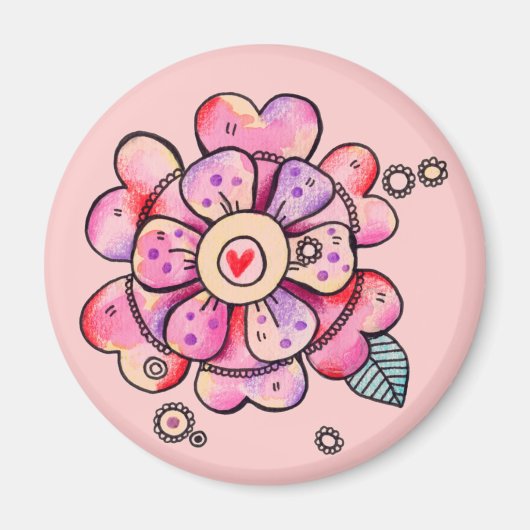 ピンクの花磁石 マグネット (正面)