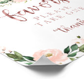 ピンクの花秋カボチャ赤ちゃんシャワーの好意サイン ポスター (角)