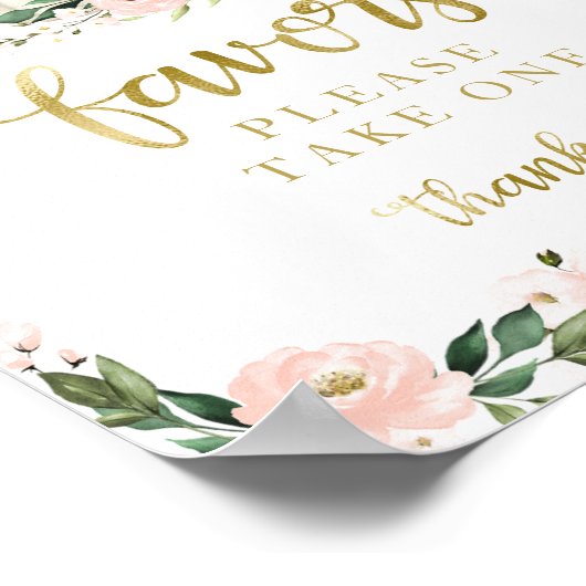 ピンクの花秋カボチャ赤ちゃんシャワーの好意サイン ポスター (角)