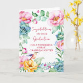 ピンクの花素晴らし孫娘の卒業 カード (黄色い花)
