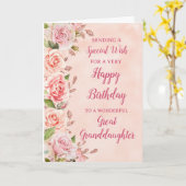 ピンクの花素晴らし孫娘誕生日カード カード (黄色い花)