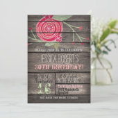 ピンクの花素朴国30歳の誕生日パーティー 招待状 (スタンド正面)