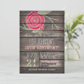 ピンクの花素朴国50th誕生日パーティー 招待状 (スタンド正面)