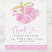 ピンクの花結婚のカスタムワインラベル ワインラベル (シングルラベル)