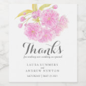 ピンクの花結婚のカスタムワインラベル ワインラベル (シングルラベル)