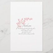 ピンクの花結婚のディナーメニュー (裏面)