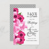 ピンクの花結婚のデザイン – 日付を保存 セーブザデート (正面/裏面)