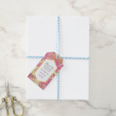 ピンクの花結婚の感謝メッセージカード ギフトタグ (より糸付き)