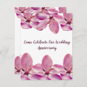 ピンクの花結婚の記念日招待状 招待状 (正面/裏面)