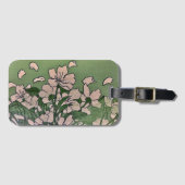 ピンクの花緑の荷物タグ ラゲッジタグ (正面横)