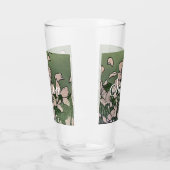 ピンクの花緑 タンブラーグラス (左)