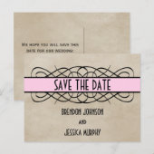 ピンクの花縁ど付き日付はがきを保存 案内ポストカード (正面/裏面)