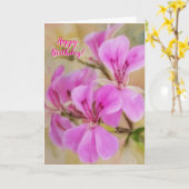 ピンクの花美しい誕生日カード カード (黄色い花)