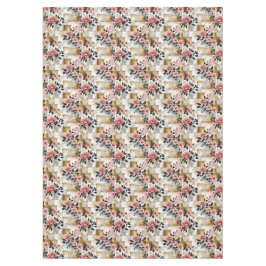 ピンクの花花花花花束付き金ゴールドと白い正方形 テーブルクロス