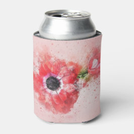 ピンクの花芽のある水彩花 缶クーラー