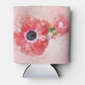ピンクの花芽のある水彩花 缶クーラー (正面)