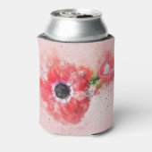 ピンクの花芽のある水彩花 缶クーラー (缶裏面)