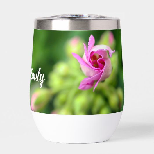 ピンクの花芽タンブラパーソナライズされたー (正面)