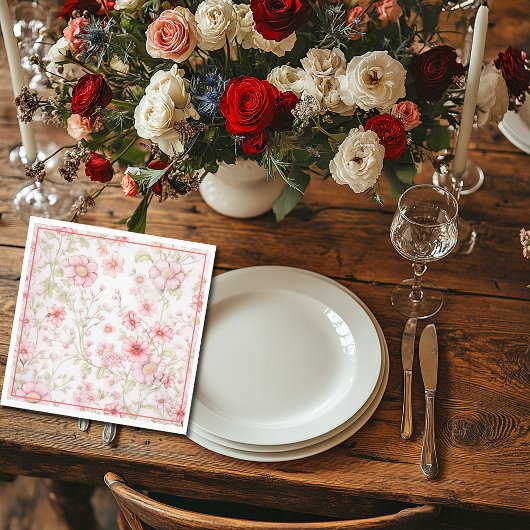 ピンクの花茎 スタンダードランチョンナプキン